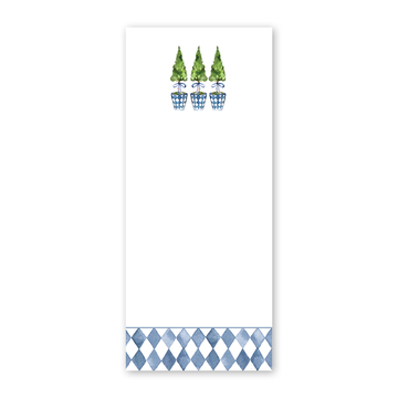 Blue Topiaries Skinny Notepad
