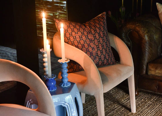 Smoke Large Ruffle Knobbed Candle Holder