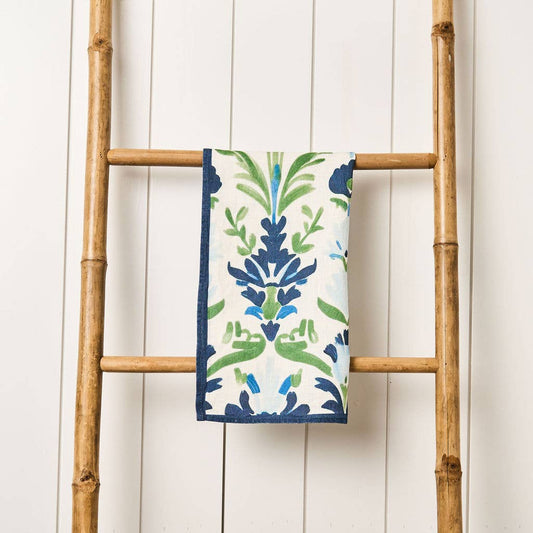 Preppy Damask - Blue & Green Tea Towel