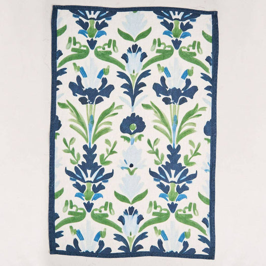 Preppy Damask - Blue & Green Tea Towel