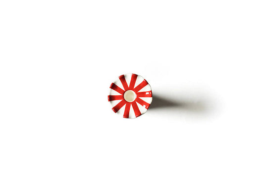Red Stripe Medium Ruffle Knobbed Candle Holder