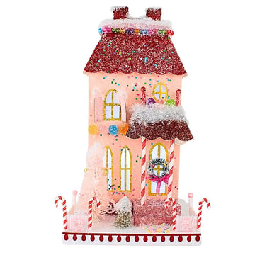 Candy Cane Manor House Christmas Ornament