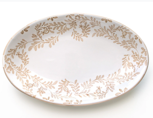 Scroll Beige Oval Tray