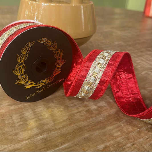 Red Ribbon with Gold Metallic Trim