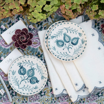 Trio Vine Teal Appetizer Plate, S/4