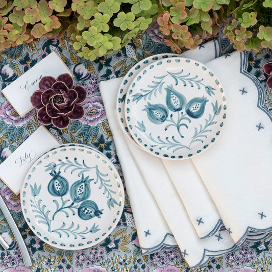 Trio Vine Teal Appetizer Plate, S/4