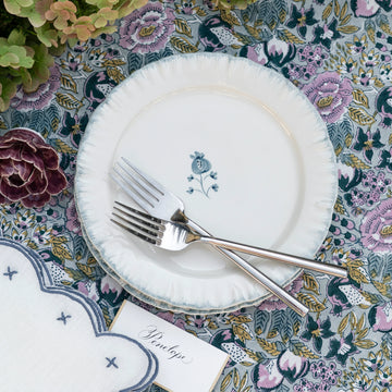 Ruffled Salad Plate Teal, S/2