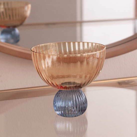 GLASS Venice Coupe Set of 4 (Amber and Blue )