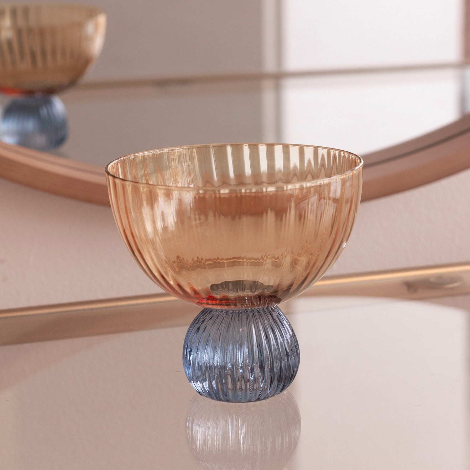 GLASS Venice Coupe Set of 4 (Amber and Blue )
