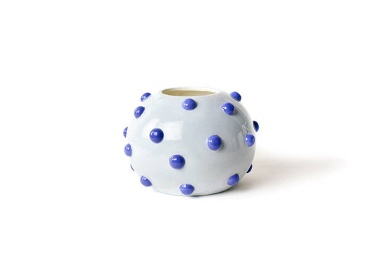 Iris Blue Large Round Vase with Decorative Knobs