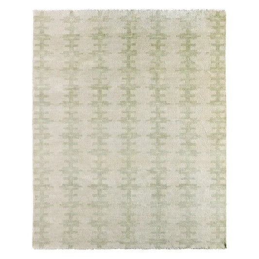 Cera Rug CRA04 9x12 White and Green Wool Rug