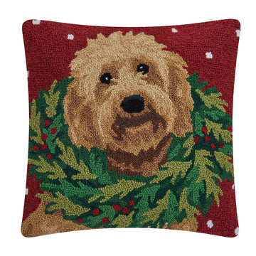 Labradoodle w/Wreath Hook Pillow