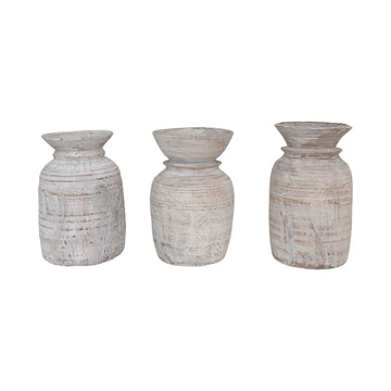 Round Reclaimed Wood Vase