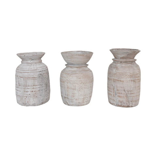 Round Reclaimed Wood Vase