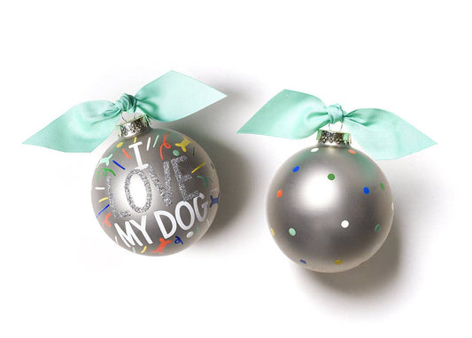 I Love My Dog Popper Glass Ornament