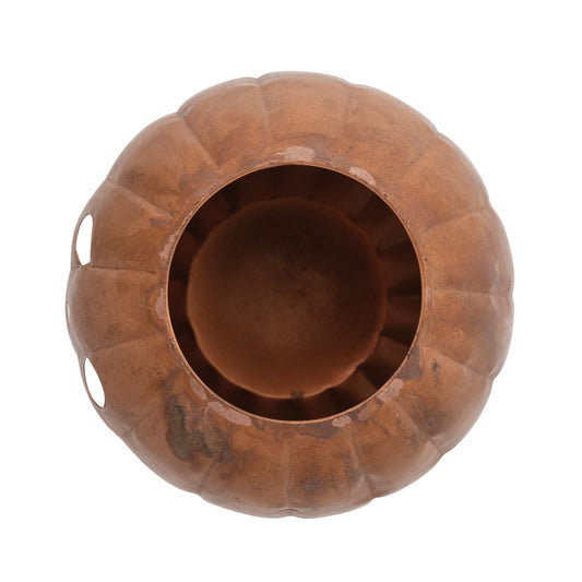 Metal Jack-O-Lantern Candle Holder with Cut-Outs
