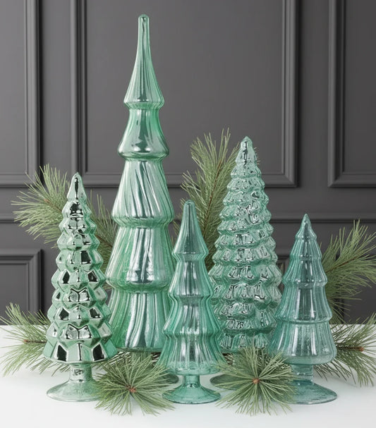 Hue Trees in Winter Green Set of 5