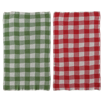 Cotton Knit Tea Towel with Buffalo Check